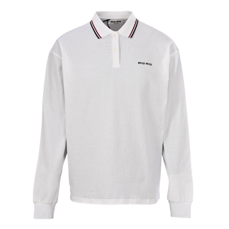 Miu Miu Long Sleeve Polo Shirt White view