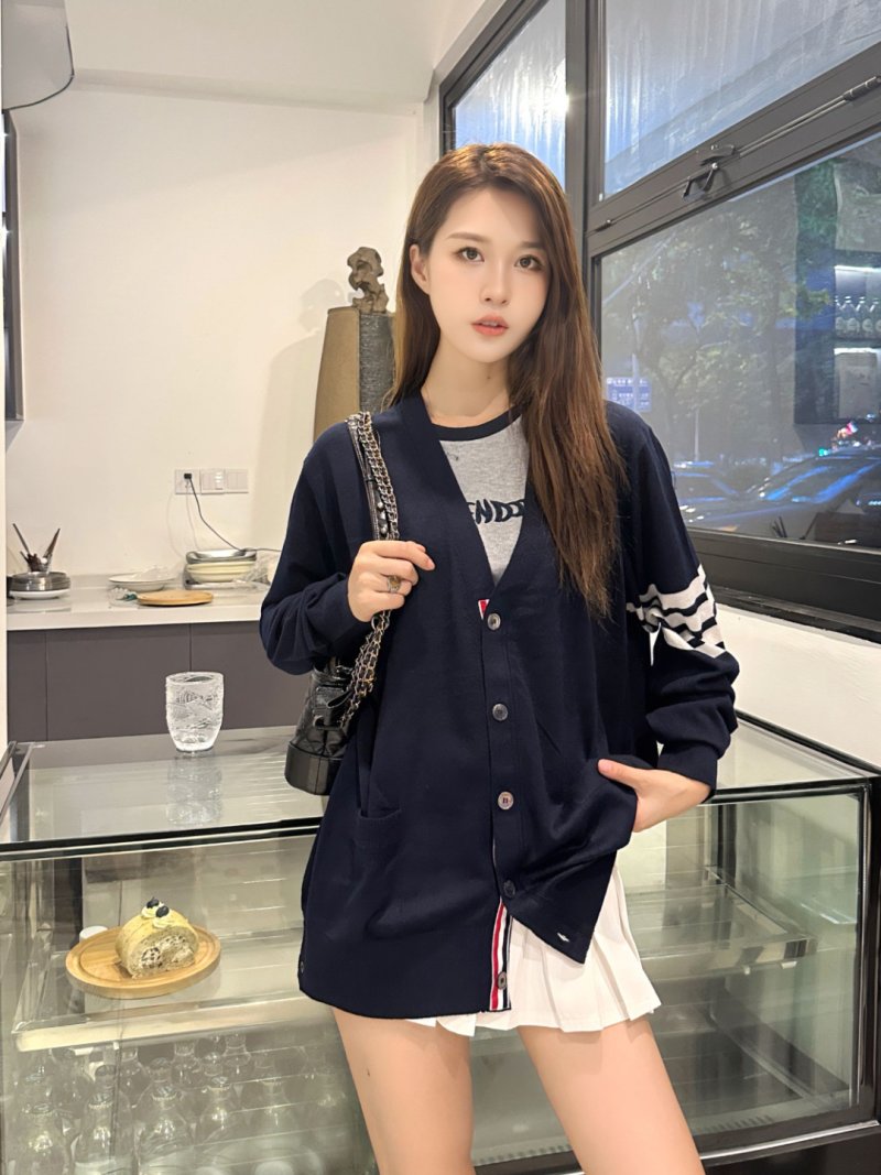 Black Striped Sleeve Knit Cardigan view