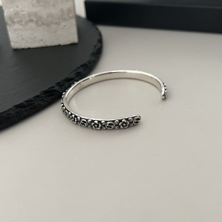 Gucci Double G Flower Vintage Silver Cuff Bracelet view 6
