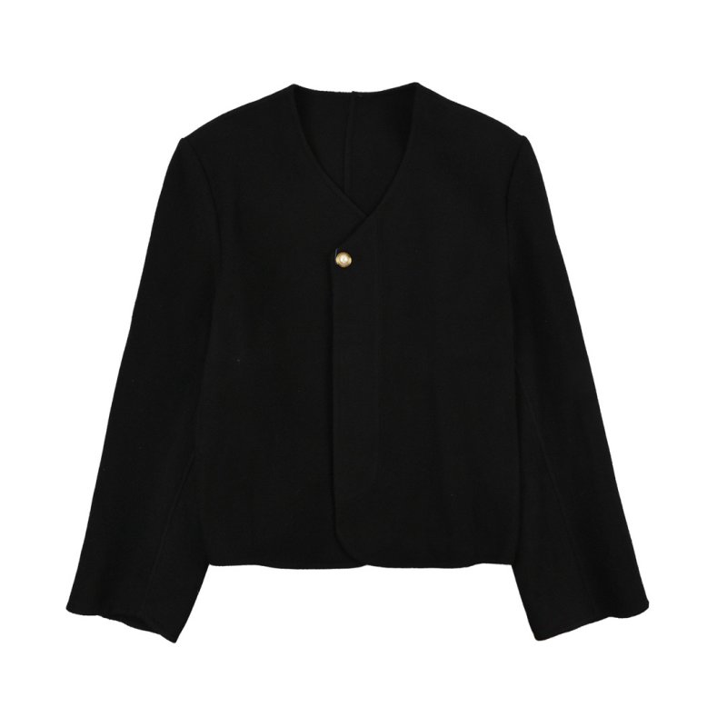 Black Oversized Cardigan Jacket with Pearl Buttons view