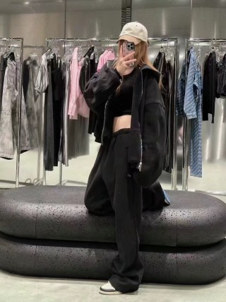 Essentials Black Cropped Zip-Up Jacket