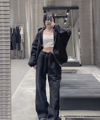 Essentials Black Cropped Zip-Up Jacket view 3