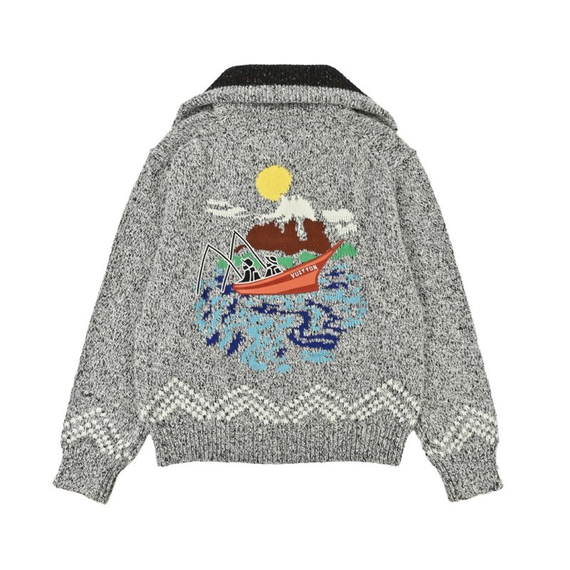 Louis Vuitton Grey Knit Zip Cardigan Jacket view