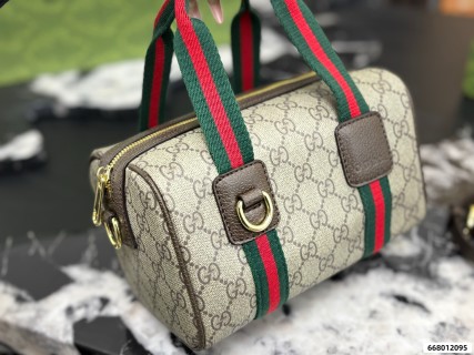 Gucci GG Supreme Pillow Bag with Red Green Web Straps view 3