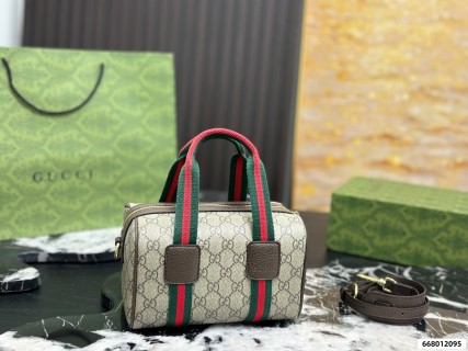 Gucci GG Supreme Pillow Bag with Red Green Web Straps view 5