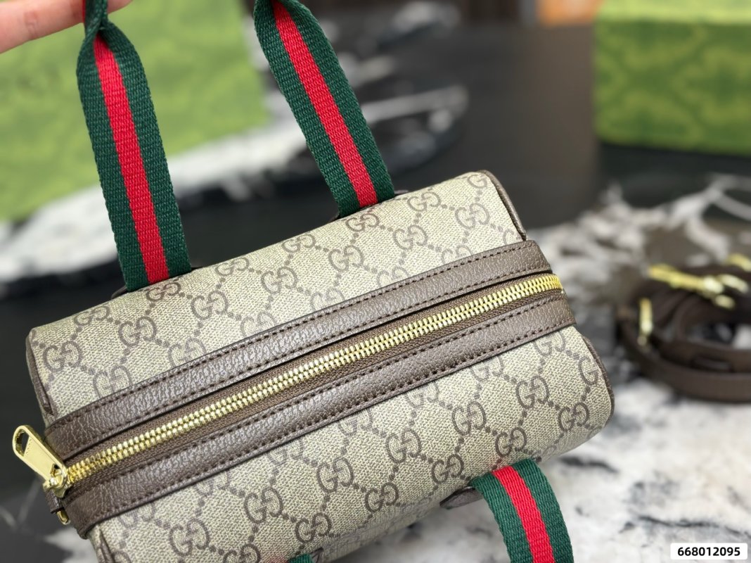 Gucci GG Supreme Pillow Bag with Red Green Web Straps view