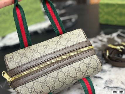 Gucci GG Supreme Pillow Bag with Red Green Web Straps view 7