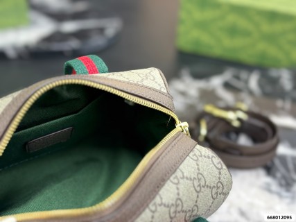 Gucci GG Supreme Pillow Bag with Red Green Web Straps view 9
