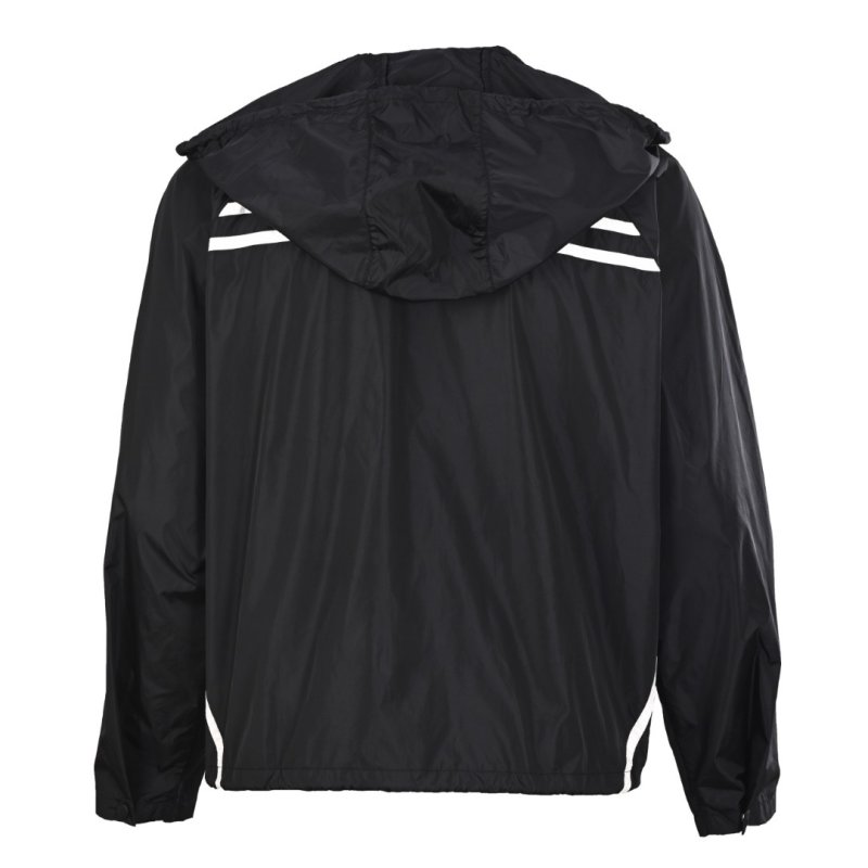 Prada Black Nylon Windbreaker Jacket with White Stripes view