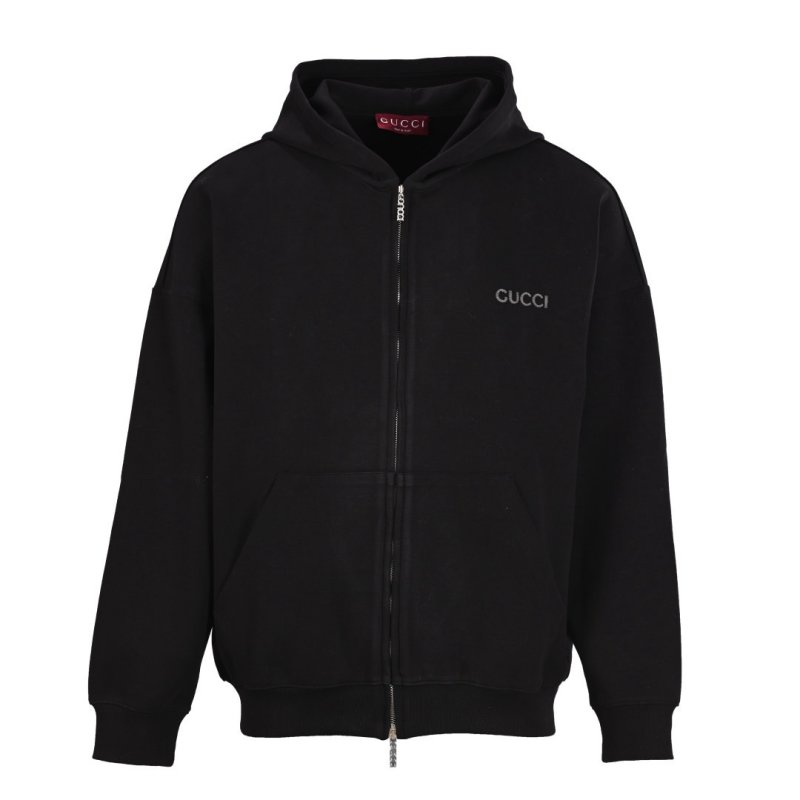 Gucci Black Embroidered Logo Zip Hoodie Jacket view