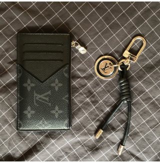 Louis Vuitton Drawstring Keychain Grey Black view 8