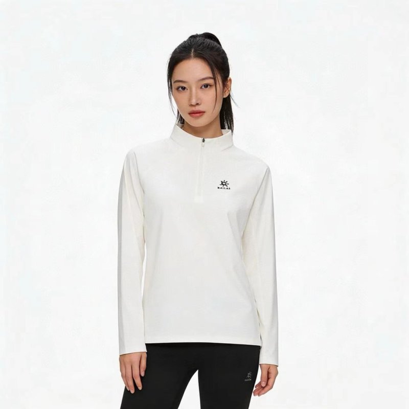 Kailas White Quarter-Zip Long Sleeve T-Shirt view