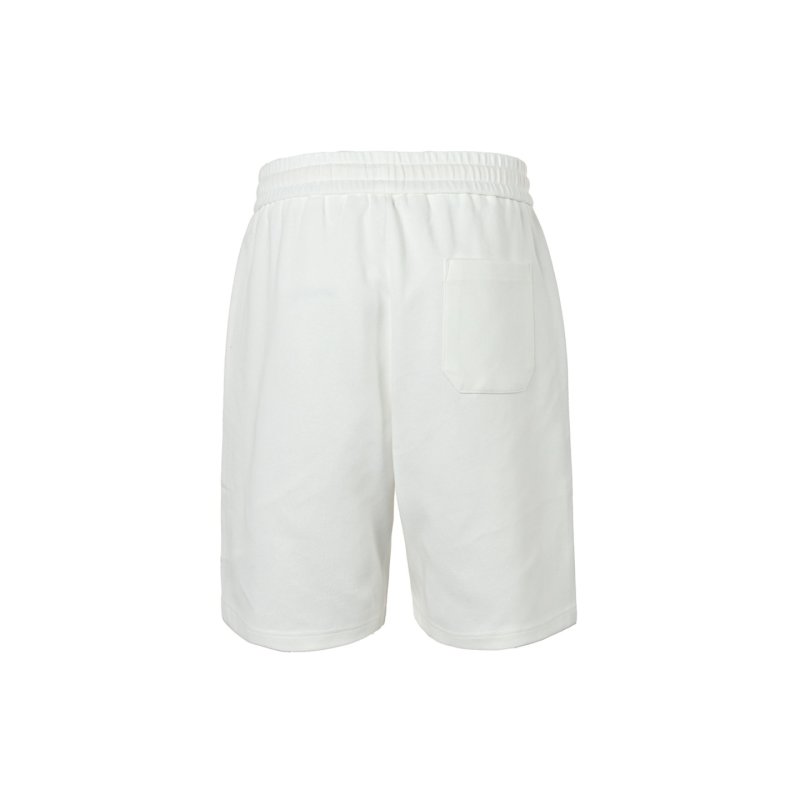 White Embroidered Logo Athletic Shorts with Yellow Drawstring view