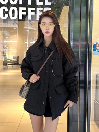 Black Utility Shirt Jacket with Chest Pockets