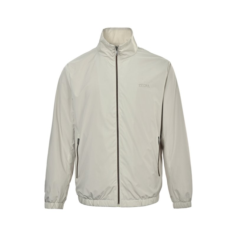 Zegna Cream Collared Zip Jacket