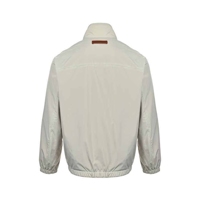 Zegna Cream Collared Zip Jacket view