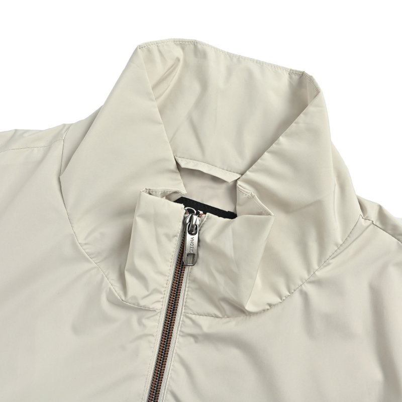 Zegna Cream Collared Zip Jacket view