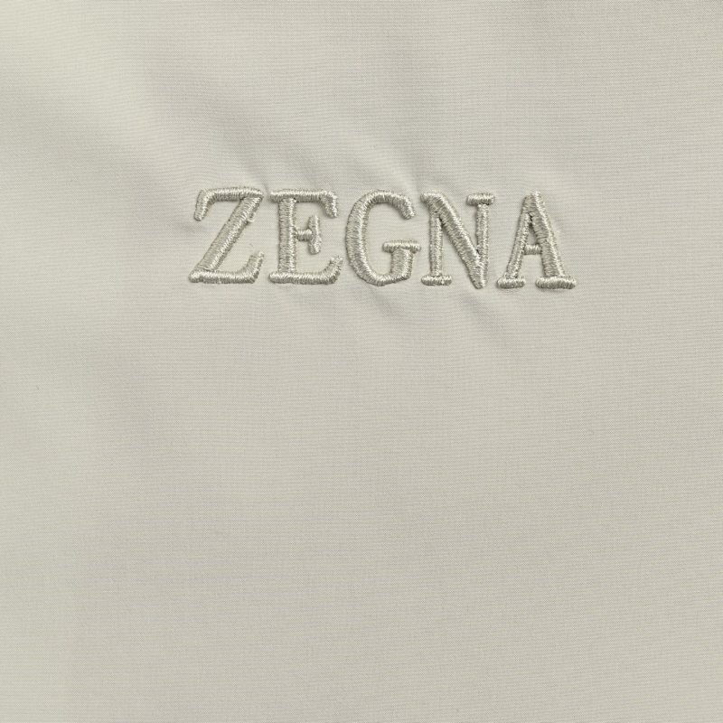 Zegna Cream Collared Zip Jacket view