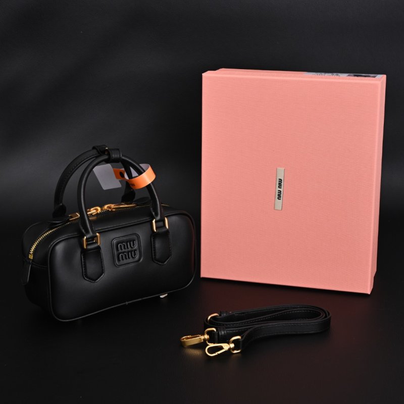 Miu Miu Black Bowling Bag with Gold Hardware