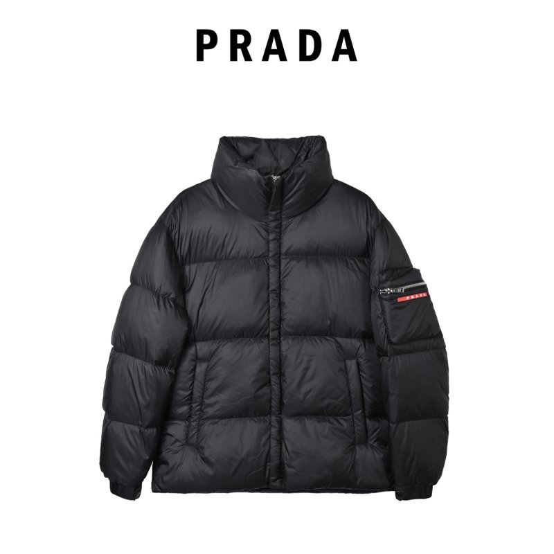 Black Puffer Down Jacket with Gold Trim view