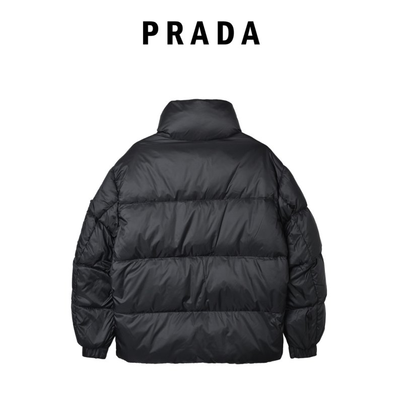 Black Puffer Down Jacket with Gold Trim view