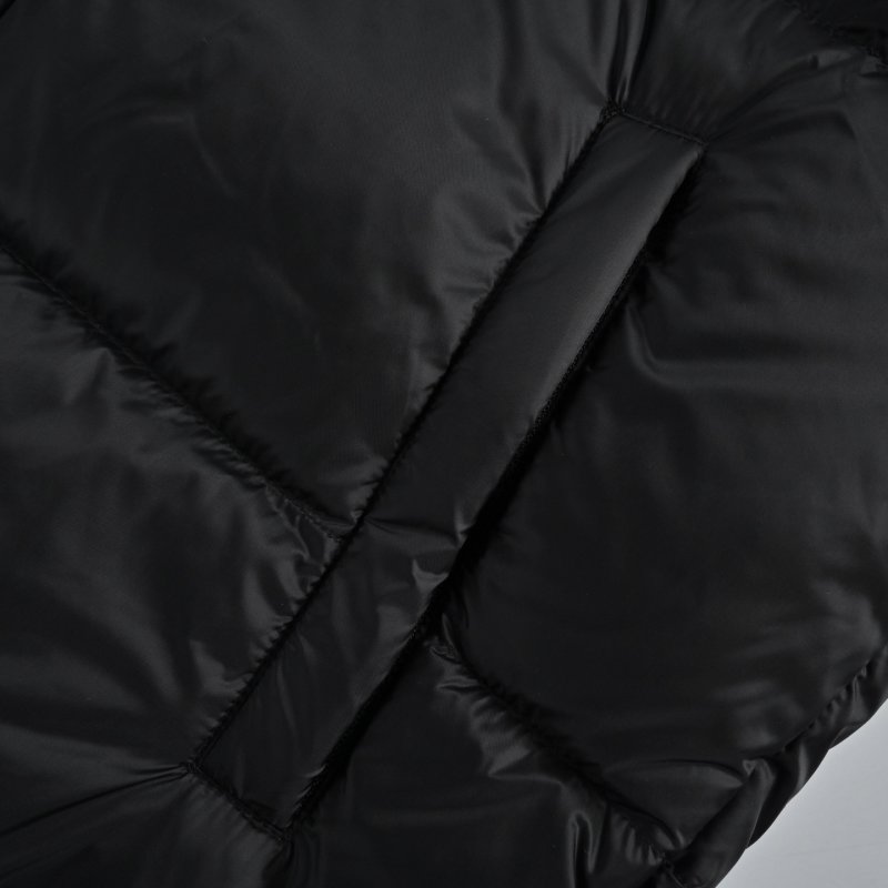Black Puffer Down Jacket with Gold Trim view