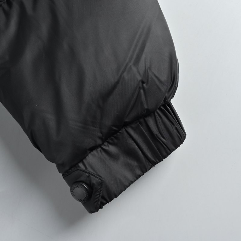 Black Puffer Down Jacket with Gold Trim view