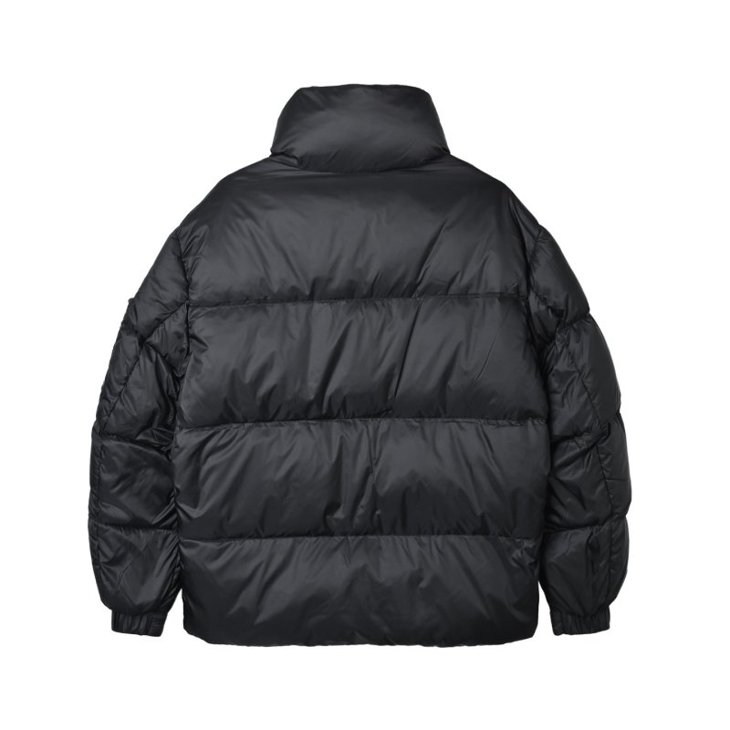 Black Puffer Down Jacket with Gold Trim view