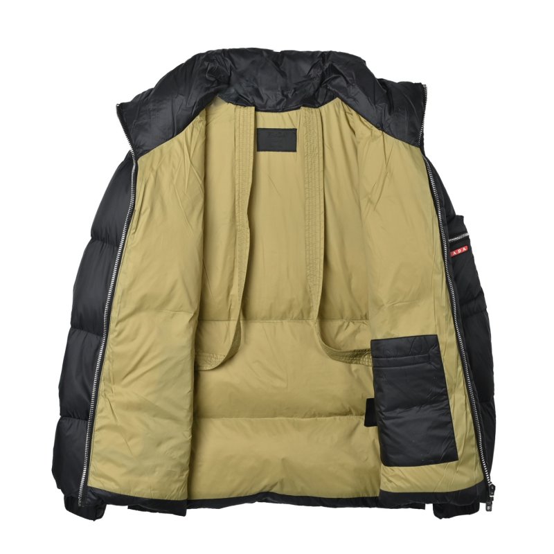 Black Puffer Down Jacket with Gold Trim view