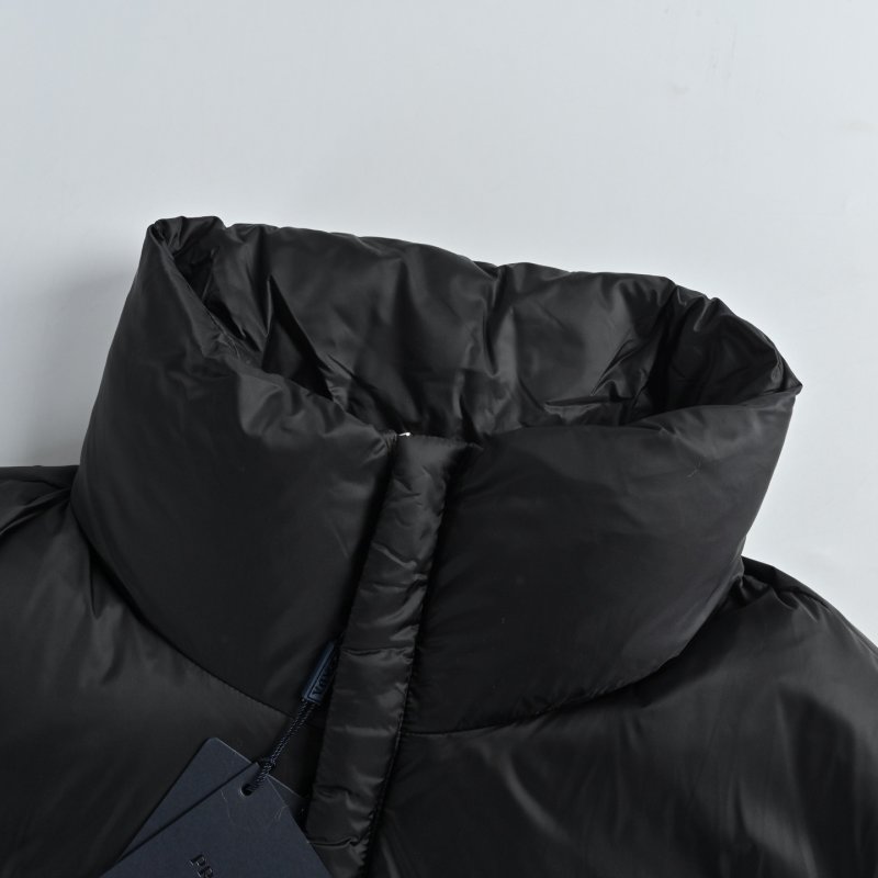 Black Puffer Down Jacket with Gold Trim view