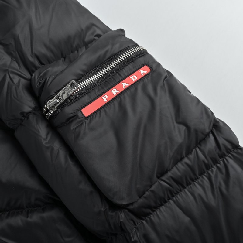 Black Puffer Down Jacket with Gold Trim view