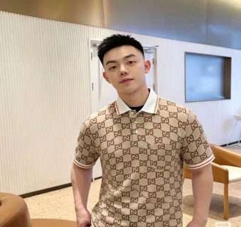 Gucci GG Monogram Cream Short-Sleeve Polo Shirt view 7