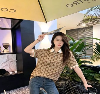 Gucci GG Monogram Cream Short-Sleeve Polo Shirt view 8
