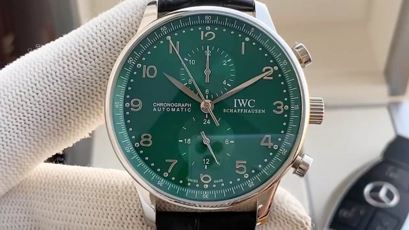 IWC Portugieser Chronograph Automatic Green Dial Steel Watch