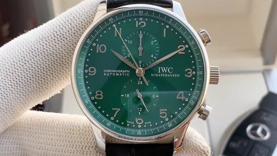 IWC Portugieser Chronograph Automatic Green Dial Steel Watch