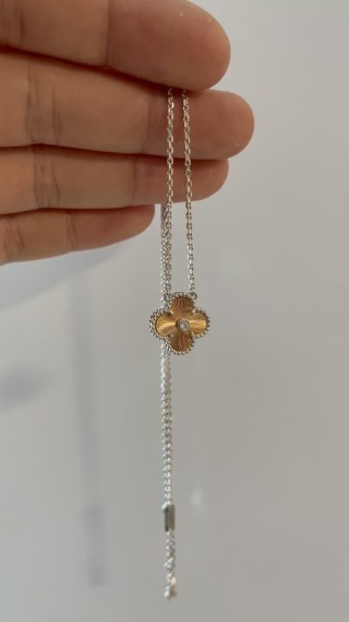Van Cleef & Arpels Alhambra Diamond Gold Clover Necklace