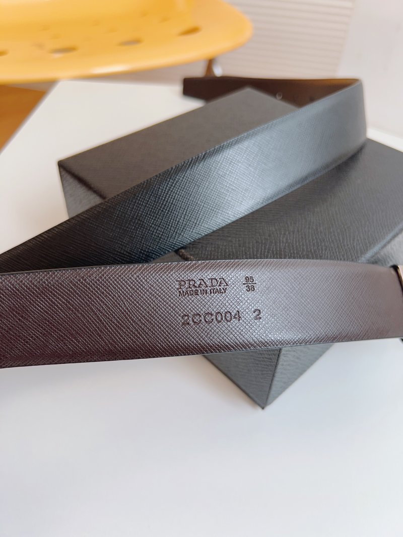 Prada Saffiano Leather Belt Black Silver Buckle 35mm view