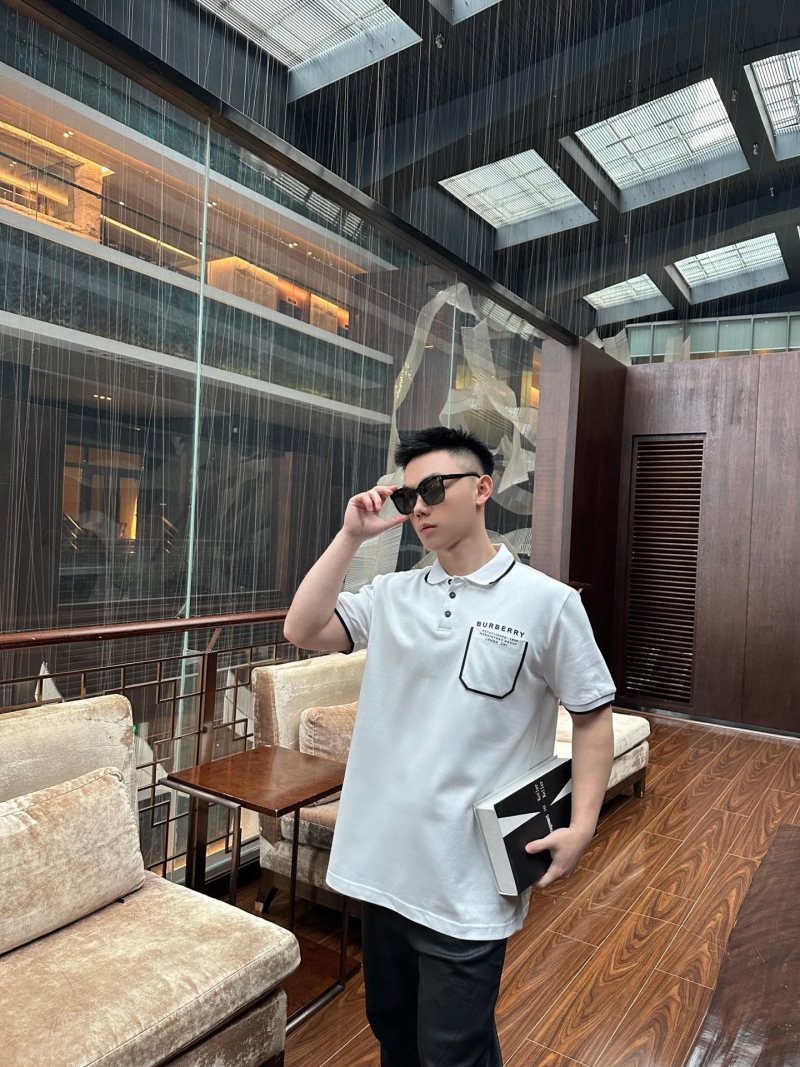 Burberry White Polo Shirt with Chest Pocket