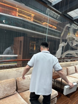 Burberry White Polo Shirt with Chest Pocket view 3
