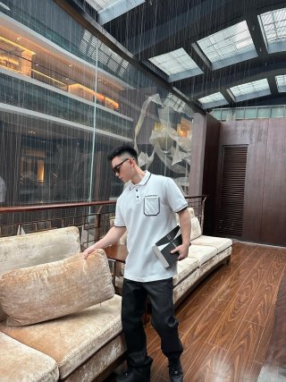 Burberry White Polo Shirt with Chest Pocket view 5