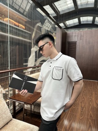 Burberry White Polo Shirt with Chest Pocket view 6