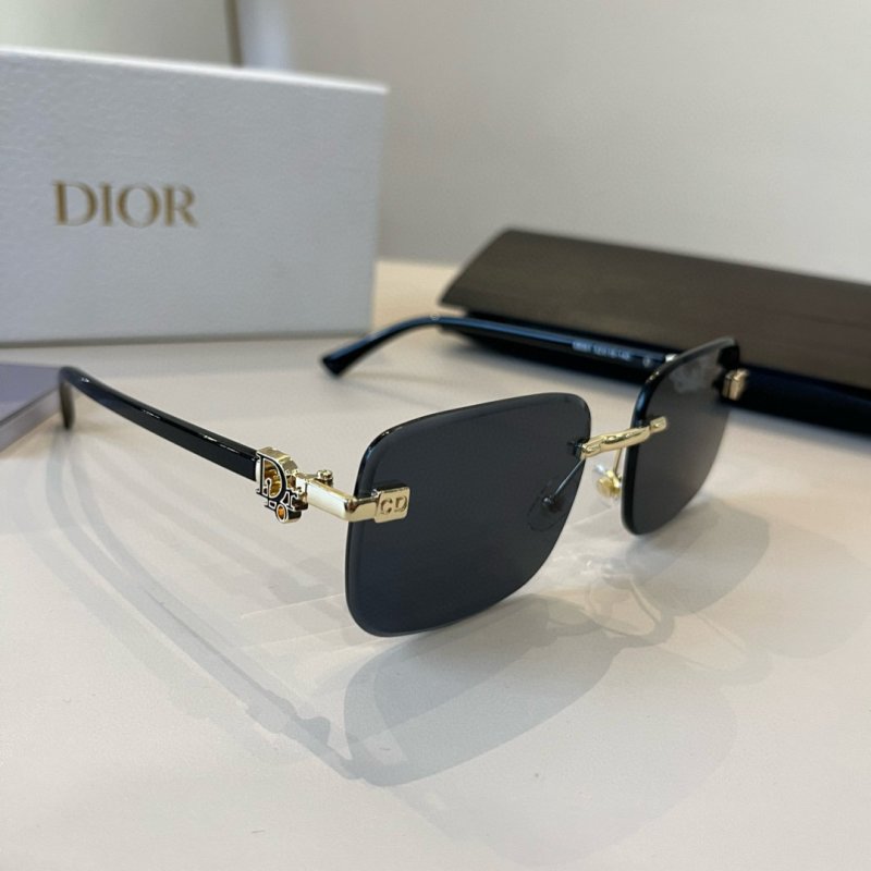 Dior Rimless Black Gold Sunglasses
