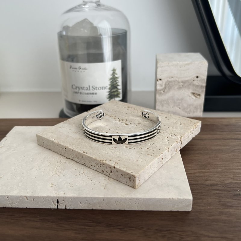 Adidas x Gucci GG Trefoil Cuff Bracelet Silver
