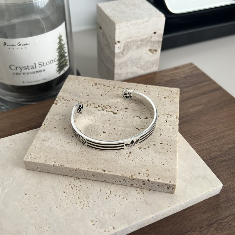 Adidas x Gucci GG Trefoil Cuff Bracelet Silver view
