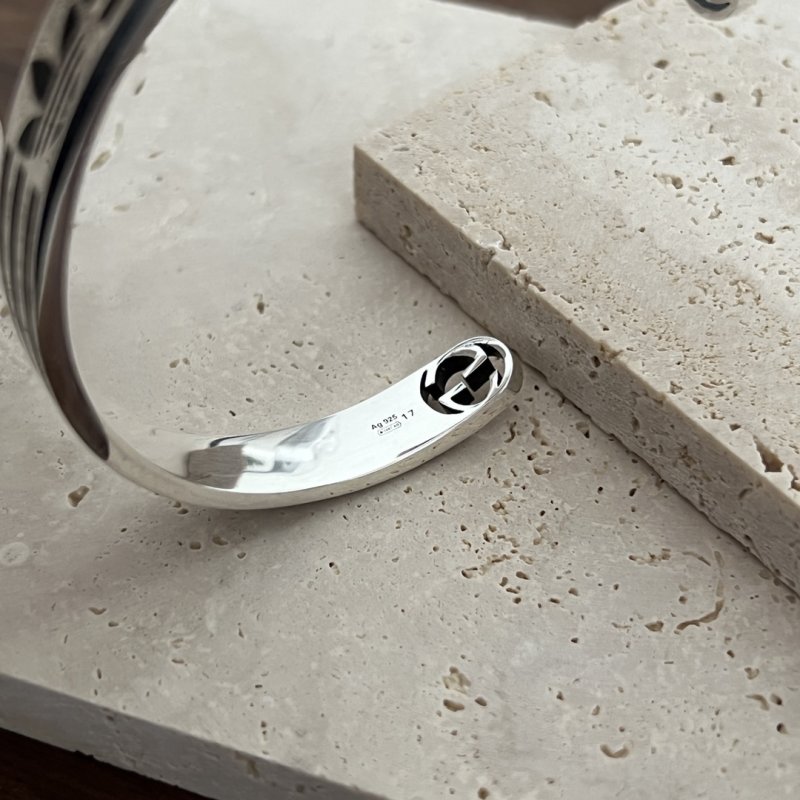 Adidas x Gucci GG Trefoil Cuff Bracelet Silver view
