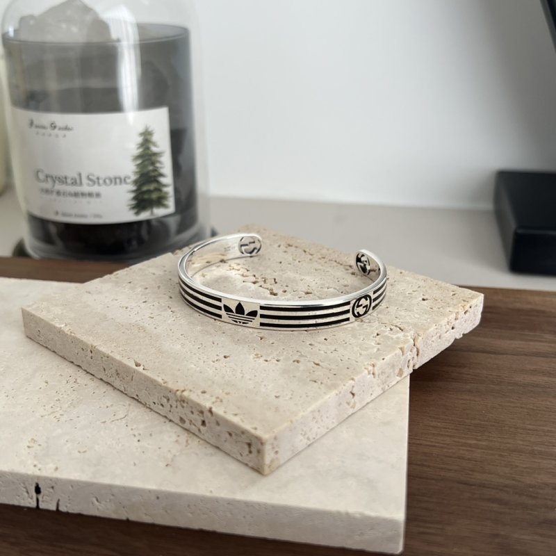 Adidas x Gucci GG Trefoil Cuff Bracelet Silver view