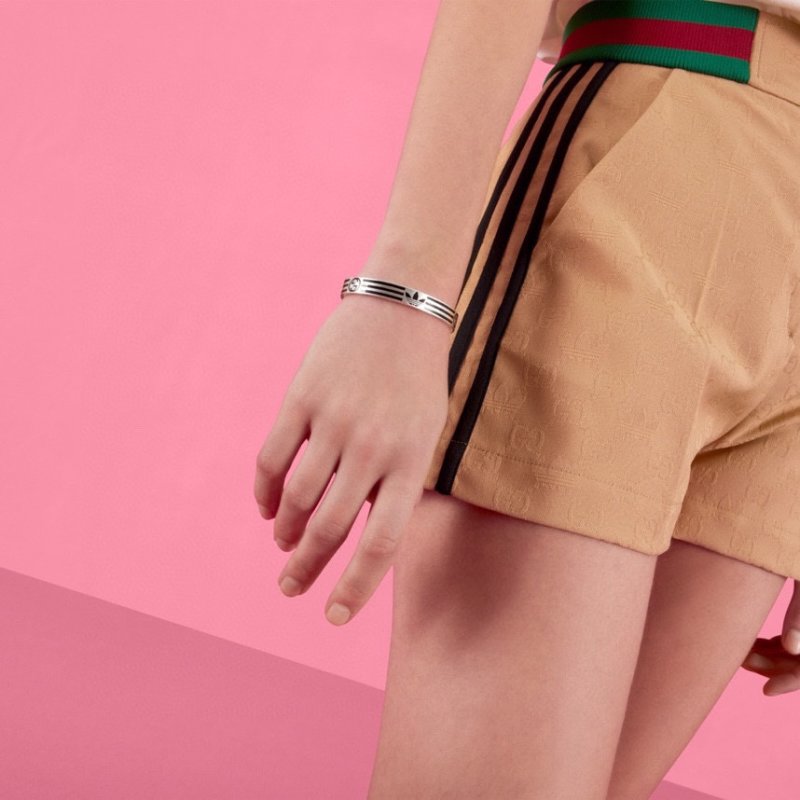 Adidas x Gucci GG Trefoil Cuff Bracelet Silver view