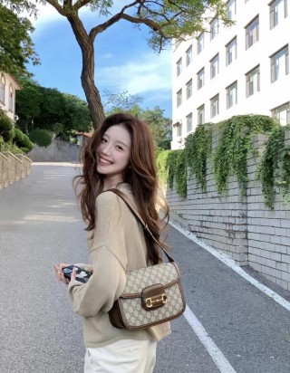 Gucci 1955 Horsebit Saddle Bag Beige Monogram