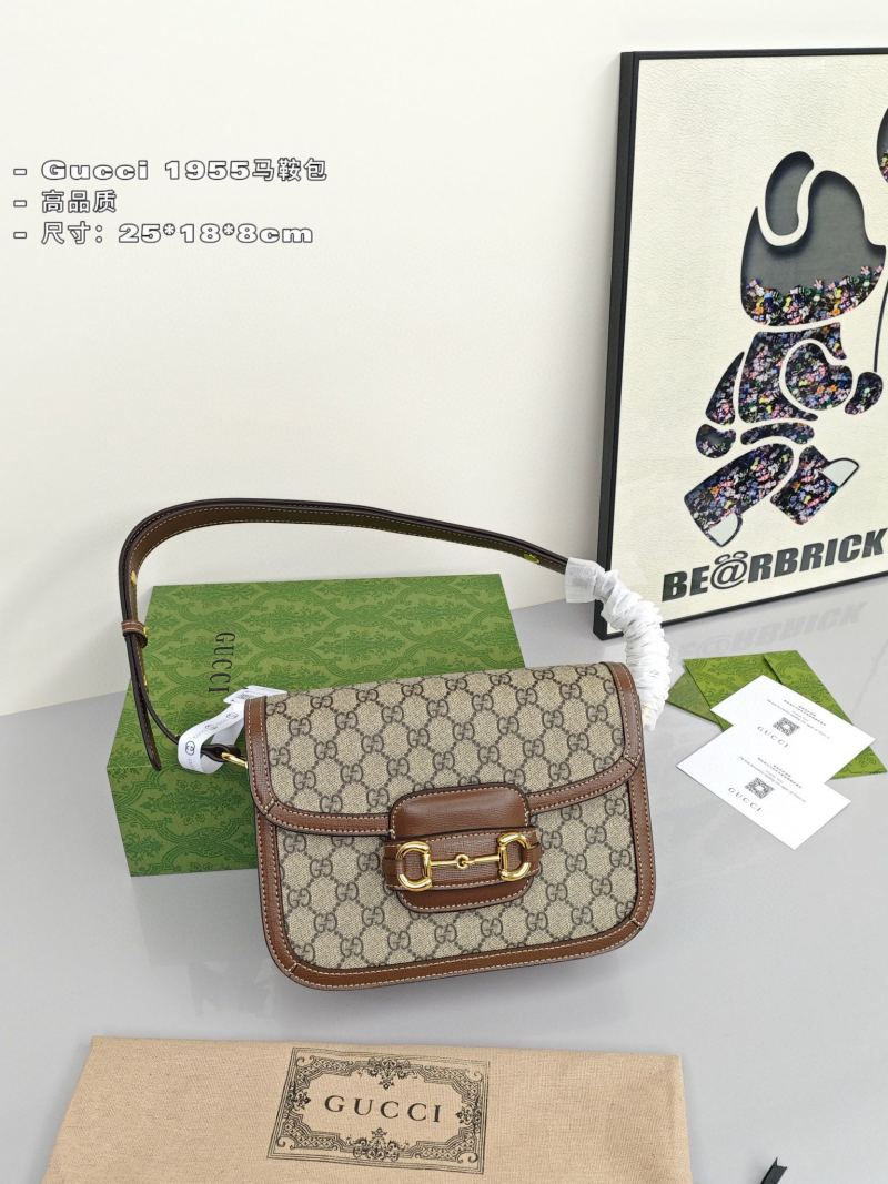 Gucci 1955 Horsebit Saddle Bag Beige Monogram view