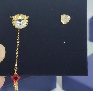Swarovski Tiger Zodiac Crystal Drop Earrings Gold view 5